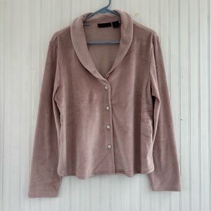 House of Harlow 1960 Light Pink Blush Velvet Velour Blazer Rhinestones LARGE